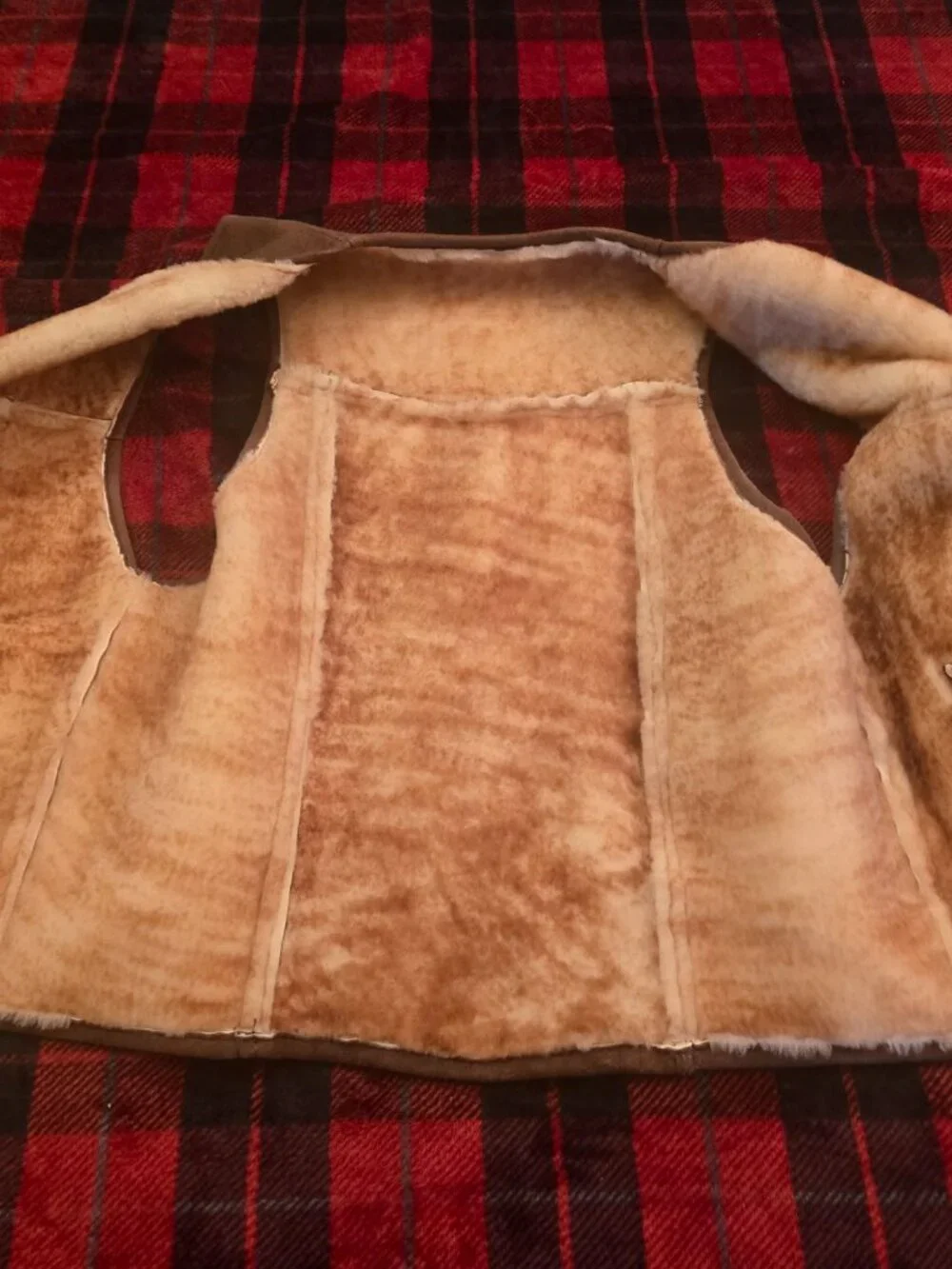 Vintage Brown Suede Shearling Lined Vest Zip Up Western Rancher M